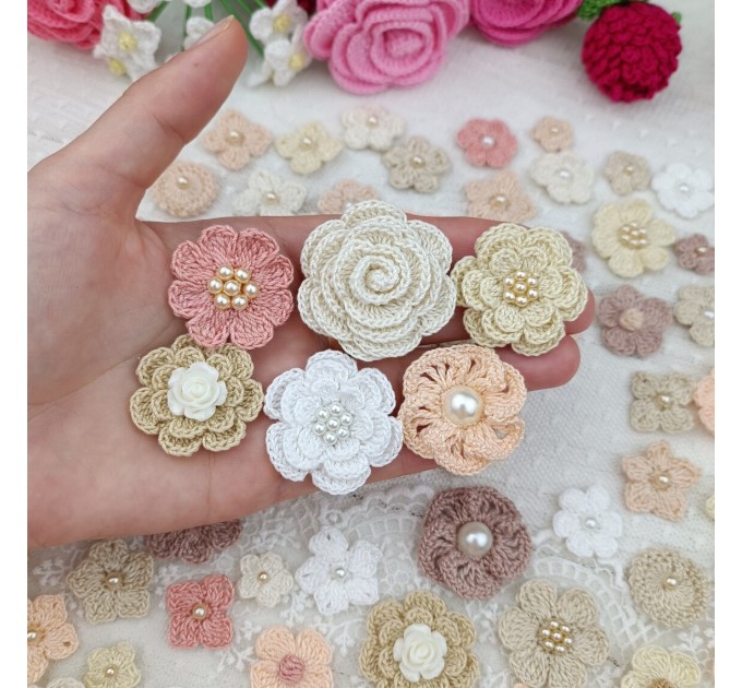 Set of small flowers for craft,80 pcs/Sewing embellishment/Craft DIY flowers/Pearl flowers /Junk journal decor/ Hairband flower Scrapbooking