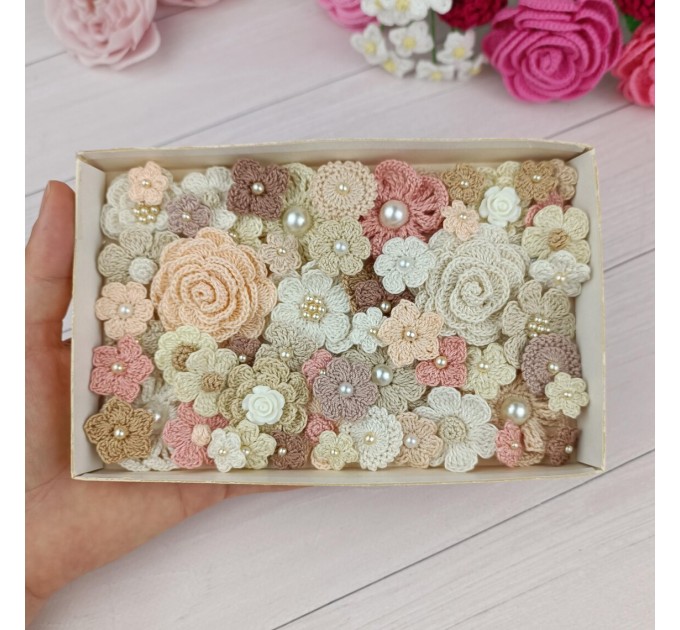 Flowers for craft, 80pcs. Sewing flower embellishment. Imitation of vintage flowers. Wedding decoration. Brooch Flower. Hairband flower.