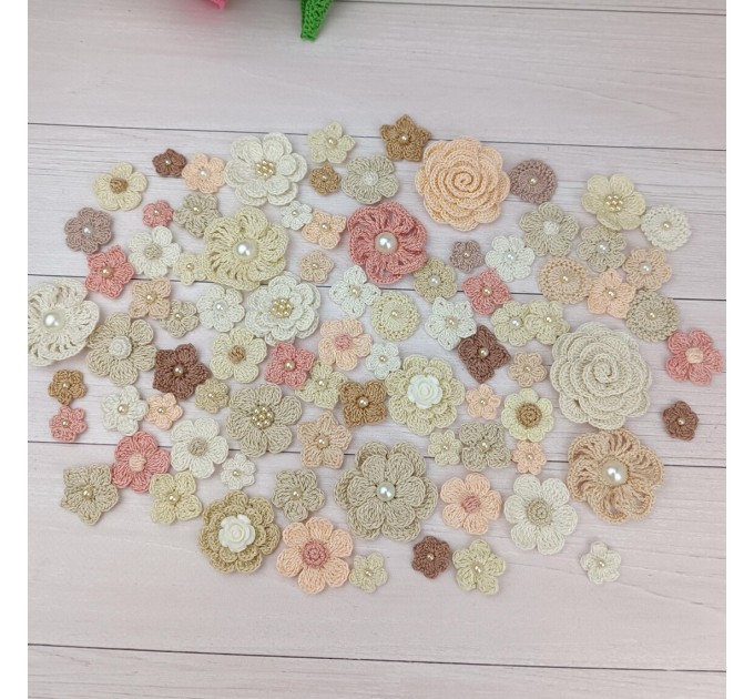 Flowers for craft, 80pcs. Sewing flower embellishment. Imitation of vintage flowers. Wedding decoration. Brooch Flower. Hairband flower.