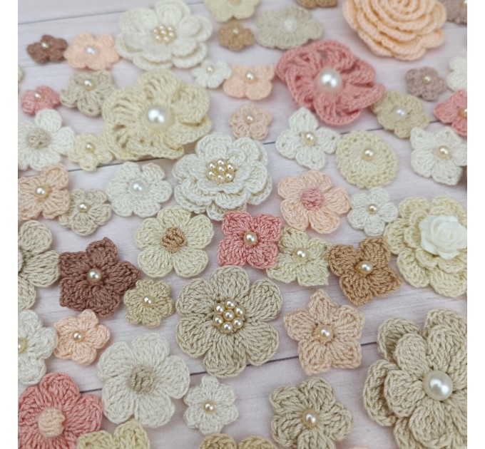 Flowers for craft, 80pcs. Sewing flower embellishment. Imitation of vintage flowers. Wedding decoration. Brooch Flower. Hairband flower.