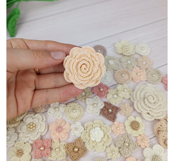 Flowers for craft, 80pcs. Sewing flower embellishment. Imitation of vintage flowers. Wedding decoration. Brooch Flower. Hairband flower.