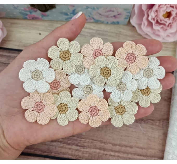 Flowers for craft, 15 pcs. Flowers for scrapbooking. Pastel Flower embellishment. Junk journal flowers. Boho flowers.Wedding craft flowers.