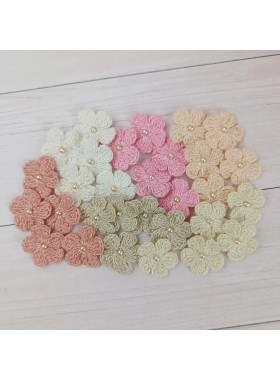 Flowers for craft, 30pcs. Flowers for scrapbooking. Shabby flowers. Crafts DIY. Pearl center flowers. Junk journal item.Flowers embellished.