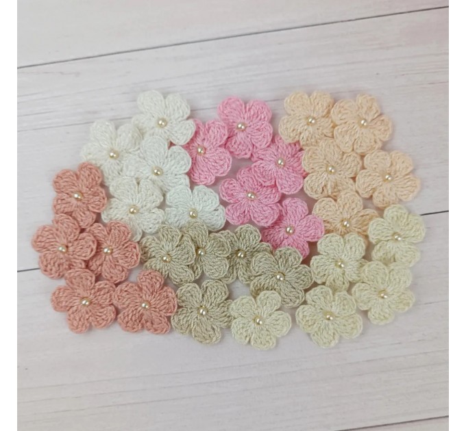 Flowers for craft, 30pcs. Flowers for scrapbooking. Shabby flowers. Crafts DIY. Pearl center flowers. Junk journal item.Flowers embellished.