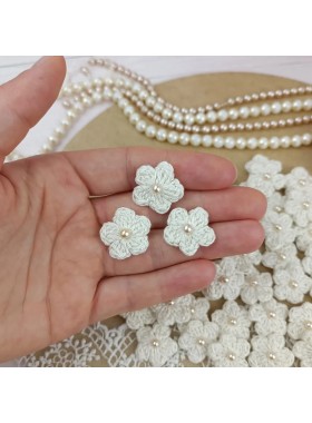 50 mini flowers for crafts. Pearl flower embellishment.Scrapbooking.Junk journal flowers.Sewing.Cream flowers. Making hair accessories.