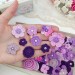 Set of crocheted flowers, 70pcs. Purple craft flowers. Flowers for scrapbooking. Sewing flower embellishment. Making hair band.