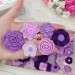 Set of crocheted flowers, 70pcs. Purple craft flowers. Flowers for scrapbooking. Sewing flower embellishment. Making hair band.