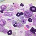 Set of crocheted flowers, 70pcs. Purple craft flowers. Flowers for scrapbooking. Sewing flower embellishment. Making hair band.