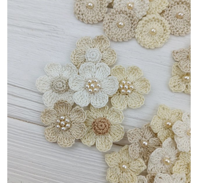 Flowers for crafts,100pcs. Sewing embellishment.Craft DIY flowers. Pearl flowers for craft.Junk journal decor. Hairband flower. Scrapbooking