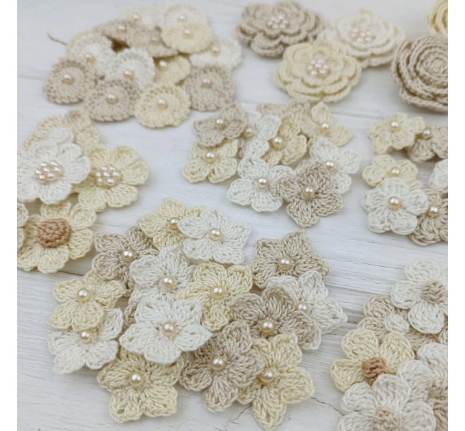 Flowers for crafts,100pcs. Sewing embellishment.Craft DIY flowers. Pearl flowers for craft.Junk journal decor. Hairband flower. Scrapbooking