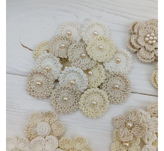 Flowers for crafts,100pcs. Sewing embellishment.Craft DIY flowers. Pearl flowers for craft.Junk journal decor. Hairband flower. Scrapbooking