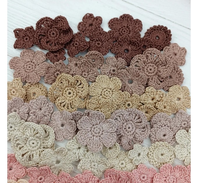 Mix crocheted flowers for craft,100 pcs/Sewing embellishment/Craft DIY flowers//Junk journal decor/Hairband flower/Scrapbooking/Applique