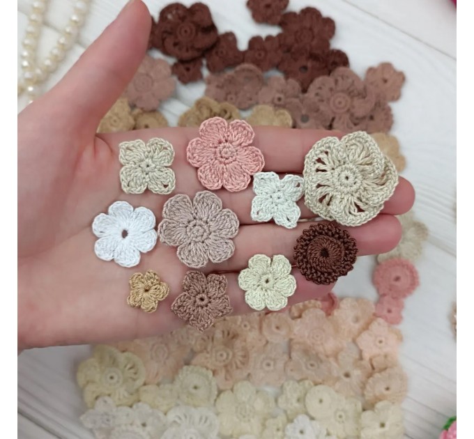 Mix crocheted flowers for craft,100 pcs/Sewing embellishment/Craft DIY flowers//Junk journal decor/Hairband flower/Scrapbooking/Applique