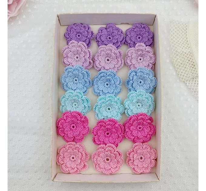 Set of flowers 18 pcs.Scrapbooking supplies.Sewing embellishment.Set for headband.Hair accessories.Colorful flowers.Craft flowers.Applique.