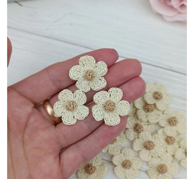 Flowers for craft, 25 pcs.Flowers in neutral colors.Sewing flower embellishment.Wedding craft supplies.Applique flower.Junk Journal Flowers.