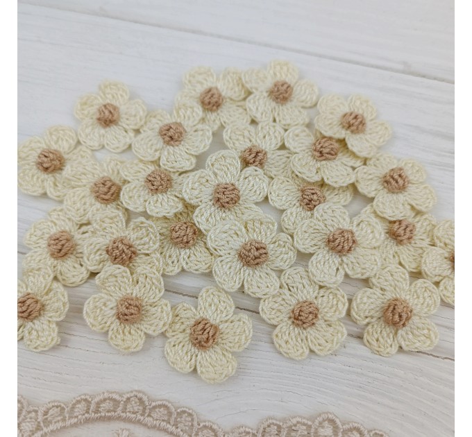 Flowers for craft, 25 pcs.Flowers in neutral colors.Sewing flower embellishment.Wedding craft supplies.Applique flower.Junk Journal Flowers.