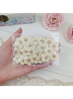 Flowers for craft, 25 pcs.Flowers in neutral colors.Sewing flower embellishment.Wedding craft supplies.Applique flower.Junk Journal Flowers.