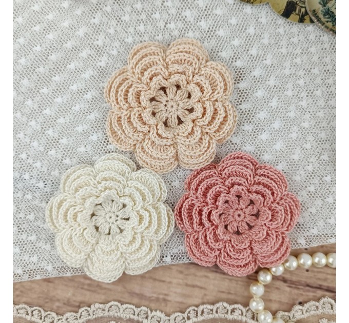 Flowers for handmade work, 3 pcs. Embellishments for decorating. Flowers for sewing. Decorate hat. Sewing doll.Scrapbooking.Making hair band