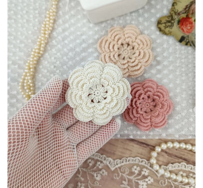 Flowers for handmade work, 3 pcs. Embellishments for decorating. Flowers for sewing. Decorate hat. Sewing doll.Scrapbooking.Making hair band