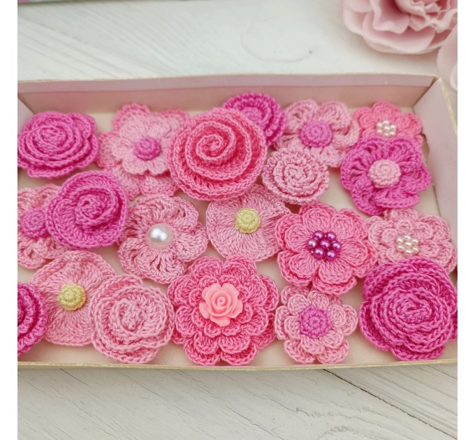 Flowers for craft, 20pcs. Flowers for decorate. Sewing flower embellishment. Junk Journal Decor. Making accessories. Doll making supplies.