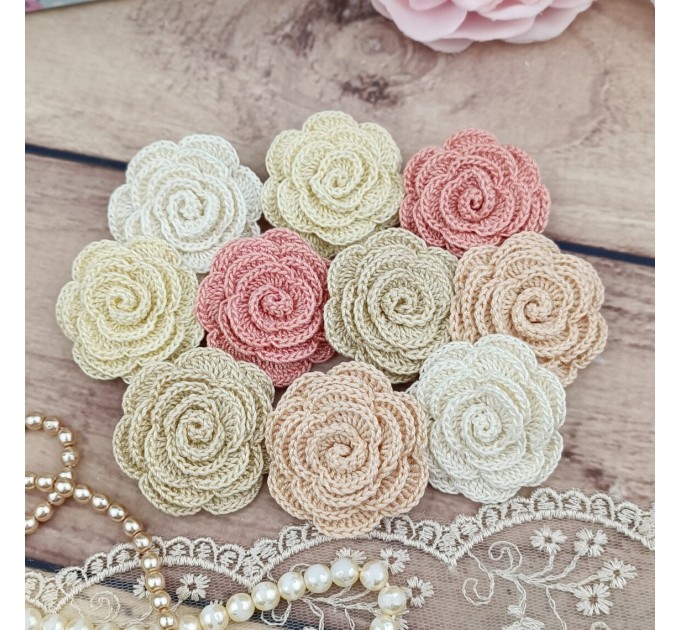 Flowers for craft, 10 pcs. Decorating hat/hairband/bag/belt/jewelry/accessories.Shabby craft flower. Flowers embellishment. 3-D rose.