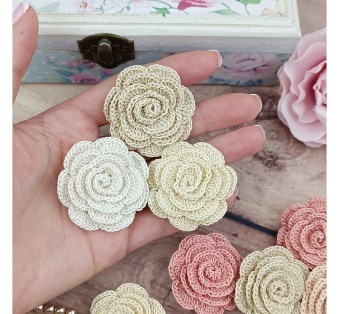 Flowers for craft, 10 pcs. Decorating hat/hairband/bag/belt/jewelry/accessories.Shabby craft flower. Flowers embellishment. 3-D rose.