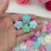 Mix crocheted flowers for craft projects, 50pcs. Scrapbooking. Sewing Pearl Embellishment. Hair Band Supplies. Miniature Applique.Baby craft