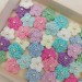 Mix crocheted flowers for craft projects, 50pcs. Scrapbooking. Sewing Pearl Embellishment. Hair Band Supplies. Miniature Applique.Baby craft