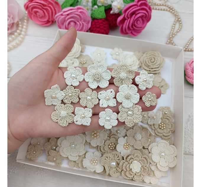 Mix crocheted flowers for craft,100 pcs