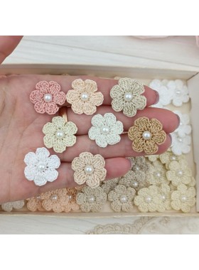 Flowers for craft, 80pcs. Sewing embellishment.Craft DIY flowers. Pearl flowers for craft.Junk journal decor. Hairband flower. Scrapbooking