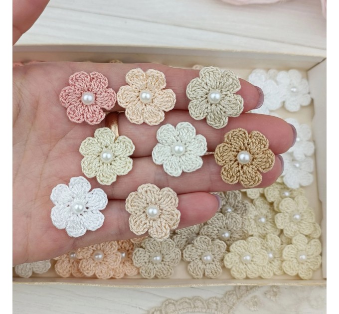 Flowers for craft, 80pcs. Sewing embellishment.Craft DIY flowers. Pearl flowers for craft.Junk journal decor. Hairband flower. Scrapbooking