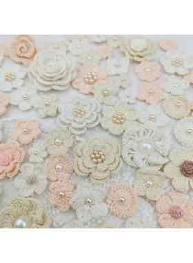 Flowers for craft, 80pcs. Sewing flower embellishment. Neutral color flowers. Junk Journal Decor. Miniature supplies. Making accessories.