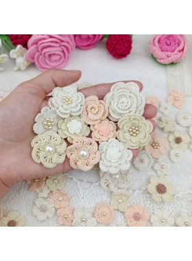 Flowers for craft, 80pcs. Sewing flower embellishment. Neutral color flowers. Junk Journal Decor. Miniature supplies. Making accessories.