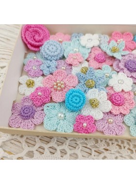 Flowers for craft, 50 pcs. Flowers for scrapbooking. Crafts DIY. Pearl embellishment. Hair band supplies. Flowers embellishment. Scrapboking