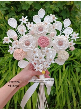 Pattern for a bouquet of crochet flowers