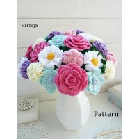 Crochet Flower Bouquet Pattern – DIY Roses, Daisies, and Pastel Blossoms – Digital PDF Download